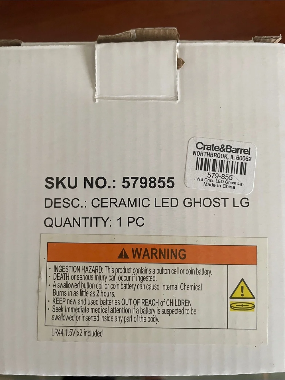 Set of 2 Retired Crate & Barrel Ceramic  LED Ghost Candles (Battery Operated)